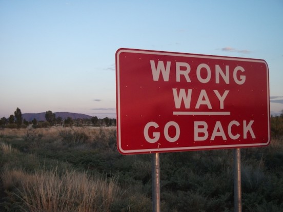 wrong way sign